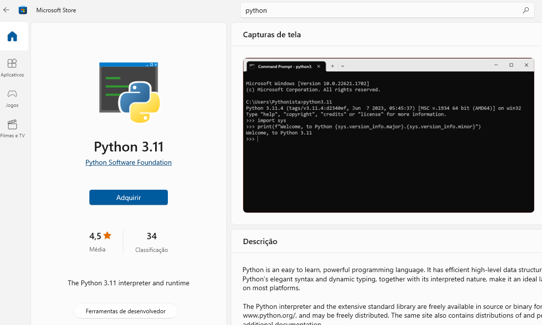 MS Store Python